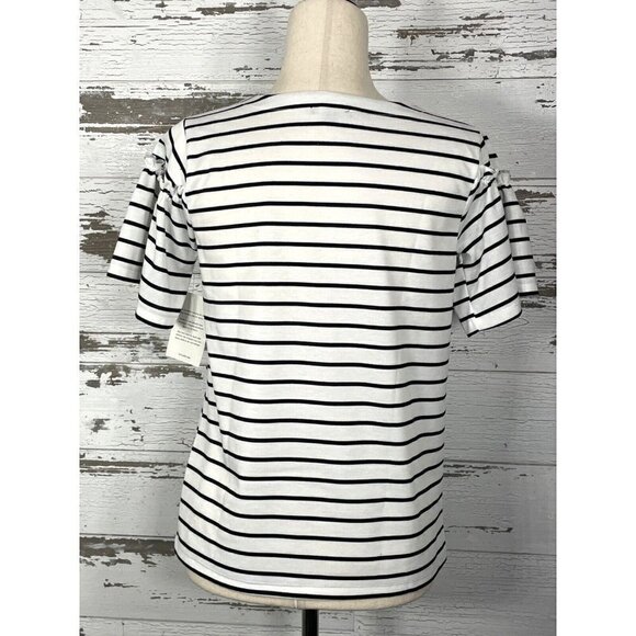 STELLA & DOT Maya White Black Striped T-Shirt S NWT - Picture 3 of 5